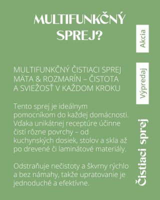 🌿 Sviežosť, ktorá čistí aj náladu. Predstavujeme multifunkčný čistiaci sprej Vonavi – Mäta & Rozmarín. 🧼 Čistí efektívne,...
